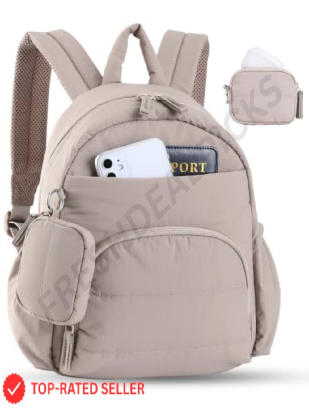 Mini Backpack for Women RFID Water-Resistant Travel Purse with Detachable Pouch